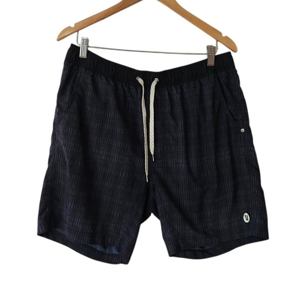 Vuori Kore Short Men's XL Ink Shibori Grid Dark Blue 7" Lined Athletic Running